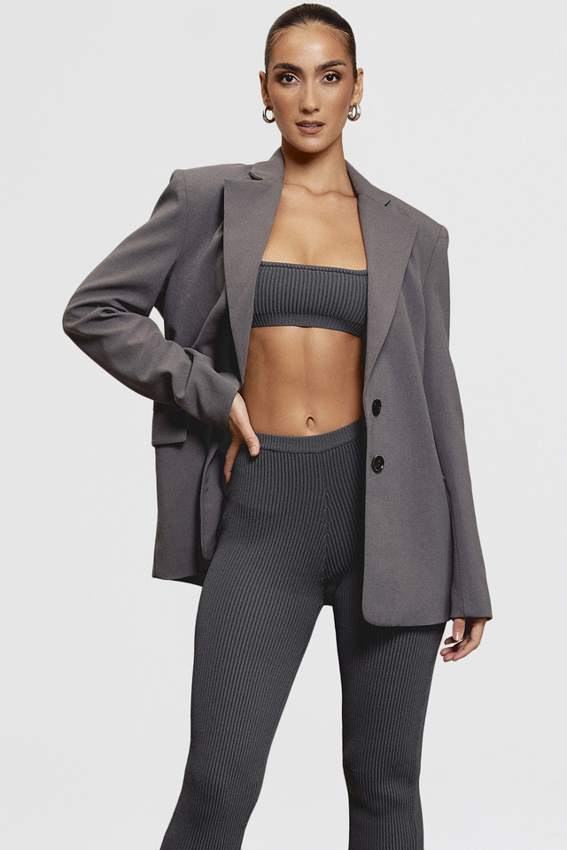 'Aline' Dark Grey Oversized Blazer